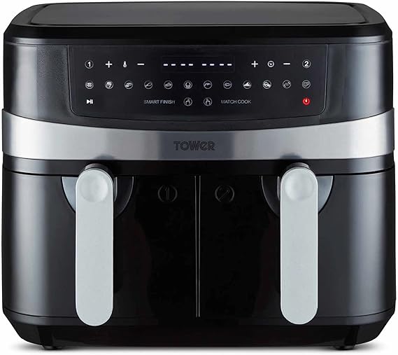 Tower T17088 Vortx 9L Dual Basket Air Fryer with 10 Presets