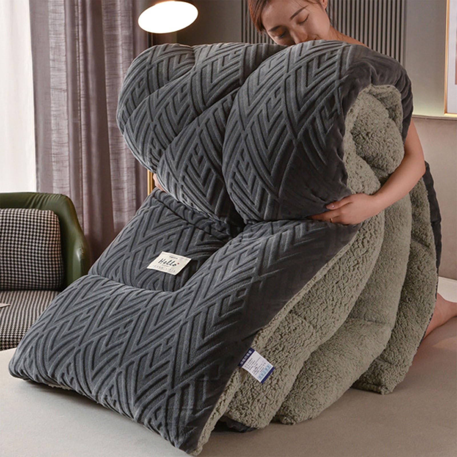 Edredón invierno cama 180x220cm plumón reversible de primera calidad edredón de felpa