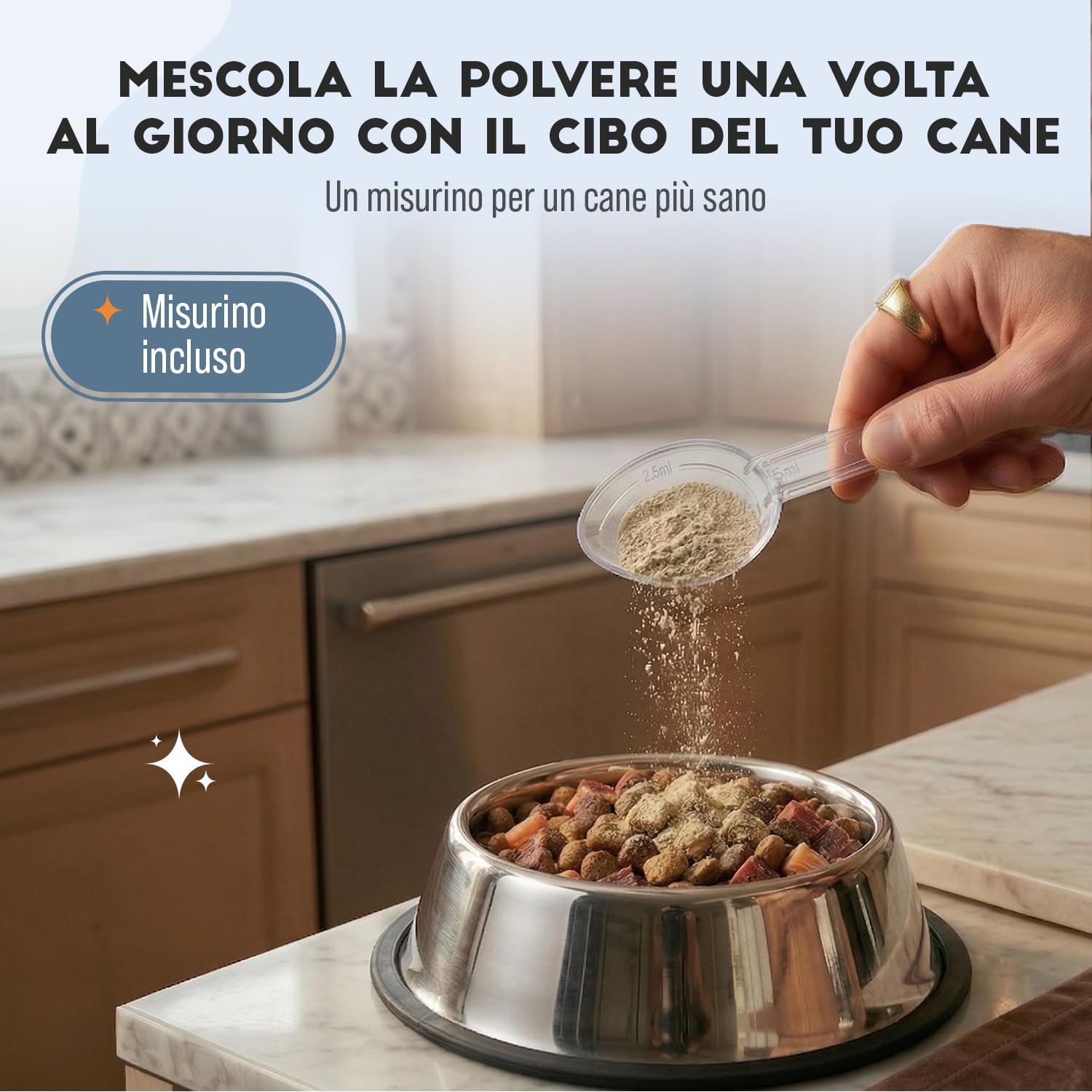 Pulizia Denti Cane in Polvere, Rimuovi Tartaro Denti, con Ascophyllum Nodosum e Pappa Reale, per Alito Cattivo e Igiene Orale, 150gr per Supporto alle Gengive e Alito Fresco