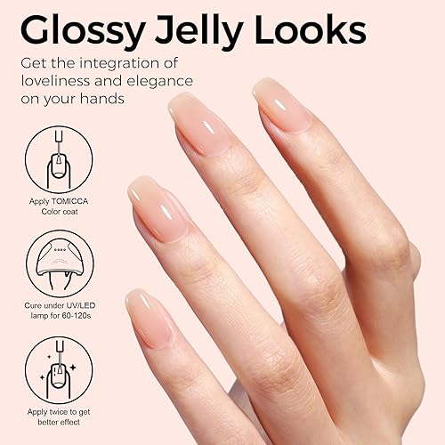 Miniatura 3 de TOMICCA Esmalte de uñas en gel nude, 15ml de esmalte de gel nude claro, se absorbe con LED UV, se necesita curado, color translúcido duradero para