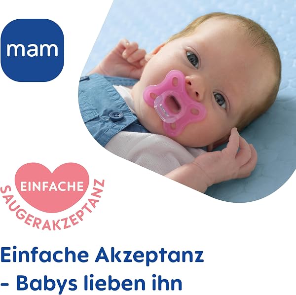 MAM Comfort Schnuller | 0-3 Monate | Schnuller für Frühgeborene und Neugeborene | stillfreundlicher Babyschnuller | besonders klein & leicht | extra sanft | 100% Silikon | blau/beige | 2 Stück - 3