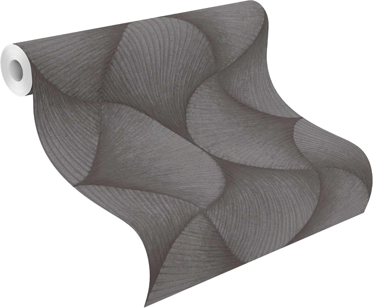 Rasch Non-Woven Wallpaper Art Deco Fan Pattern Plain Anthracite Gloss 608250