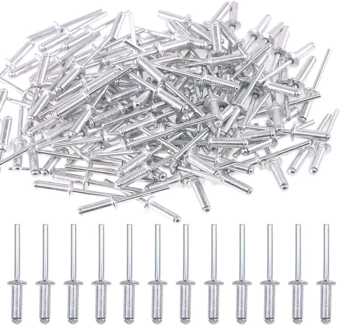 Glarks 120Pcs 3/16" x 5/8" Aluminum Body Steel Mandrel Dome Head Blind Rivets Set for Sheet Metal, Automotive, Railway, and Duct Work