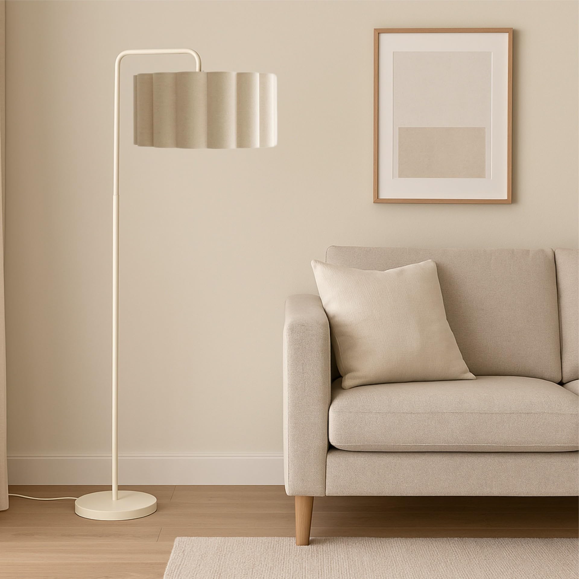 Cgc Lighting Cream Lampshade Indoor Floor Lamp Cream Off White Angled Corner Standing Reading Light And Lampshade Living Room Lounge (Cream Lampshade)