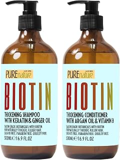 Biotin Shampoo and Conditioner Set - Sulfate Free Thickening Deep Treatment with Morrocan Argan Oil - Deep Moisturizing Treatment for Dry, Damaged Hair - For Women and Men