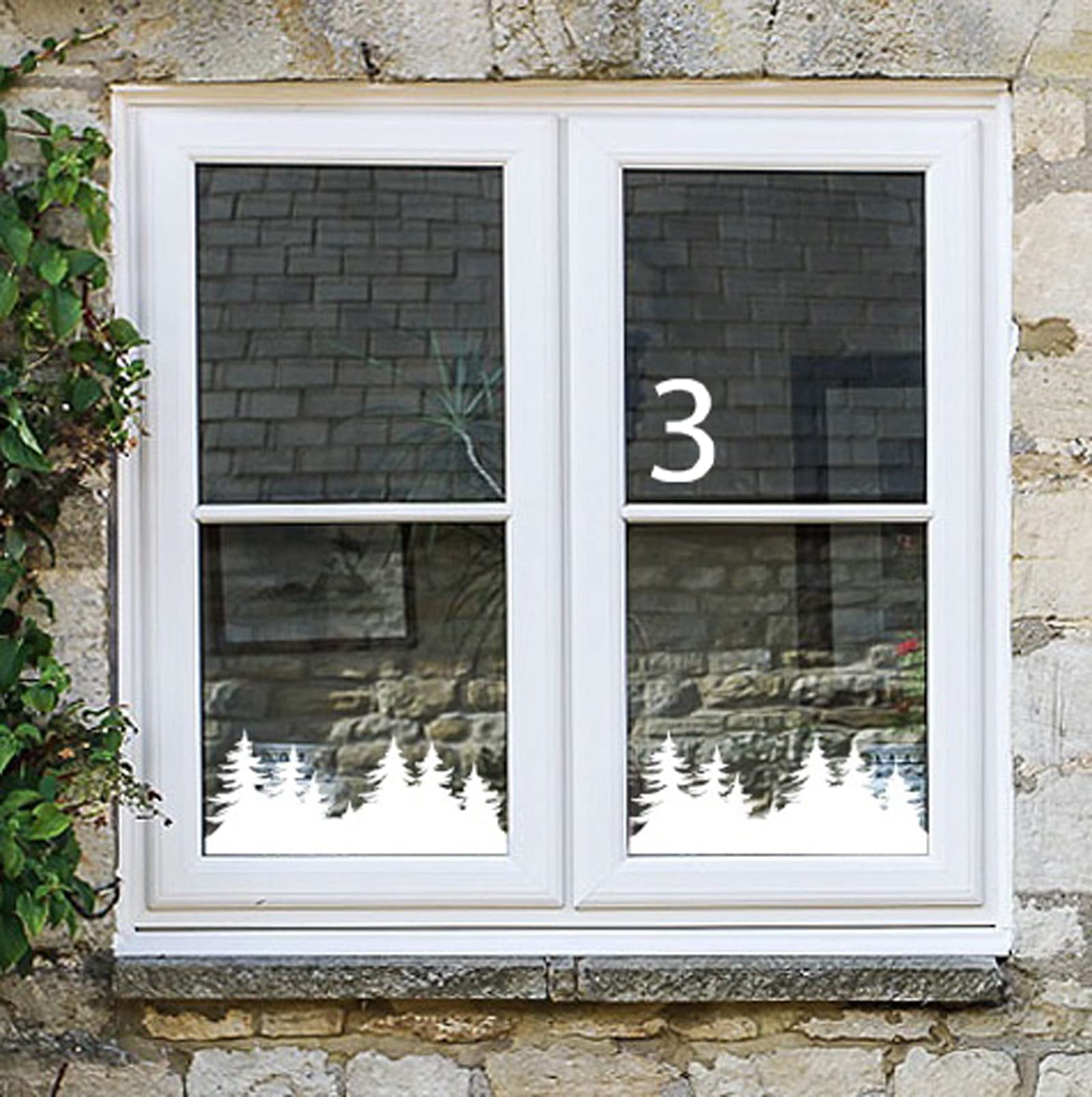 stika.co Christmas Advent Window Silhouettes - Reusable Static Cling Vinyl Stickers, Festive Houses & Trees, Holiday Window Decorations (Woodland+Advent NR)