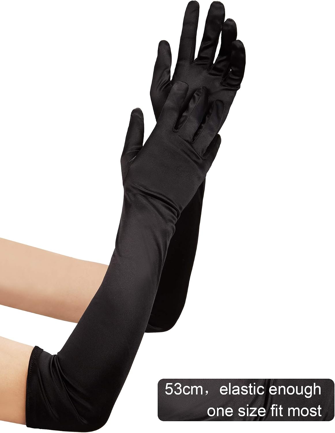 6 Pack Long Satin Gloves 1920s Opera Length Gloves for Wedding Halloween Prom (6 Colors)
