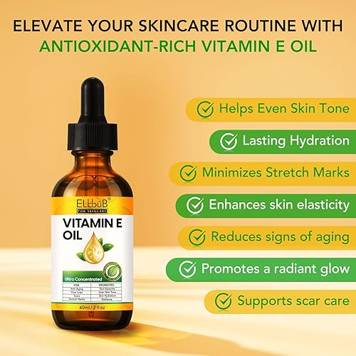 Miniatura 3 de ELBBUB Aceite de vitamina E de alta calidad, ultra concentrado, hidrata, mejora la apariencia de cicatrices y estrías, hidratación de la piel, para