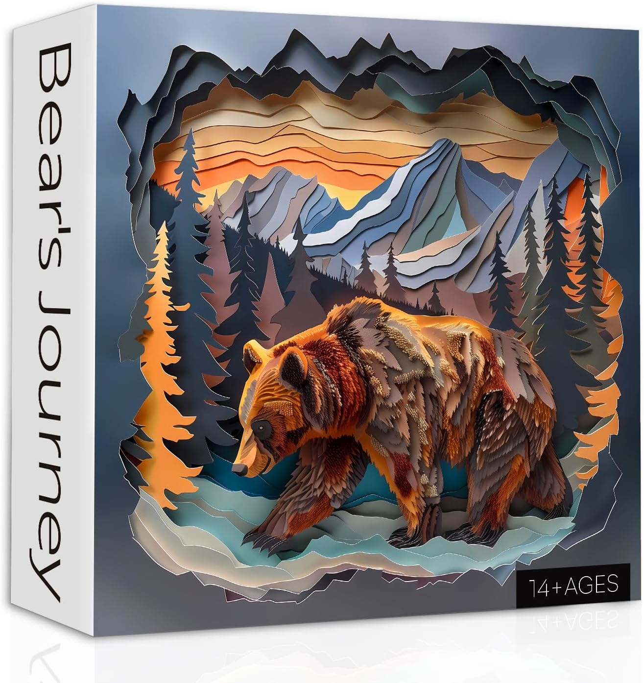 Animal Bear Puzzles for Adults 1000 Pieces, Difficult Hard Challenging Paper Cut Jigsaw Puzzles, Nature Plant Forest Mountain Puzzle as Home Decor