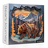 Animal Bear Puzzles for Adults 1000 Pieces, Difficult Hard Challenging Paper Cut Jigsaw Puzzles, Nature Plant Forest Mountain Puzzle as Home Decor