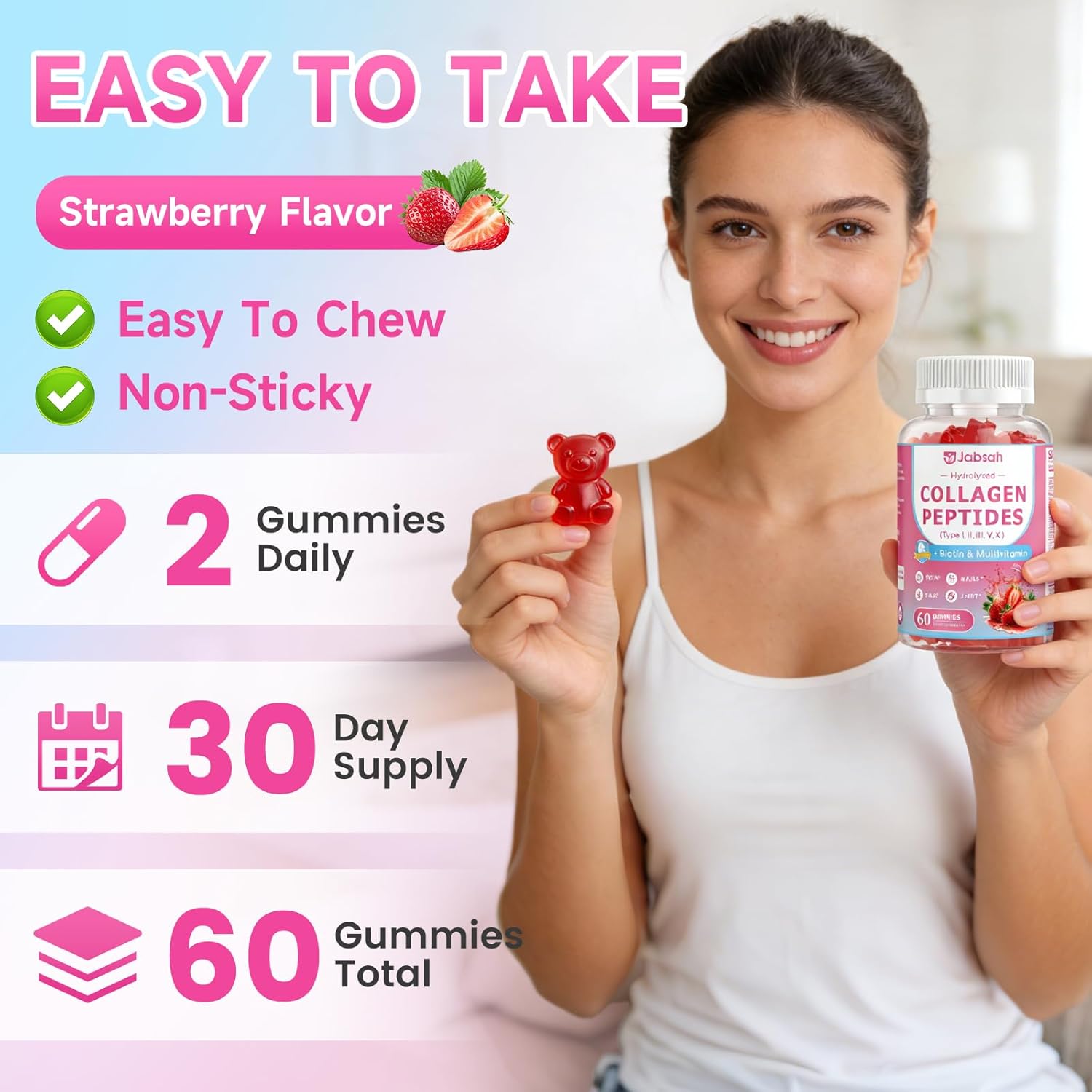 Collagen Gummies for Women & Men, Hydrolyzed Collagen Peptides(Type I, II, III, V, X) with Biotin, Hyaluronic Acid, MultiVitamins, Supports Healthy Skin, Thick Hair &Strong Nails, Sugar Free, 120Cts