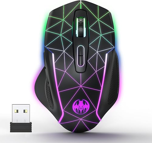 Ratón inalámbrico, mouse Jiggler para computadora de escritorio, 2.4G USB inalámbrico PC ratones con mouse Jiggler mover, mouse recargable con luz