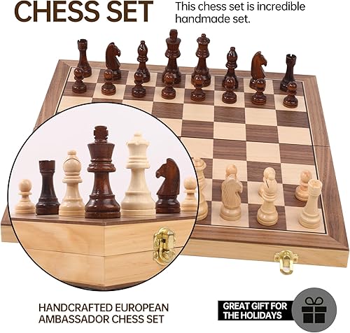 Miniatura 3 de Juego de ajedrez Staunton de 15 pulgadas con estuche de viaje, tablero de madera de torneo profesional, 2 reinas adicionales y bolsa de