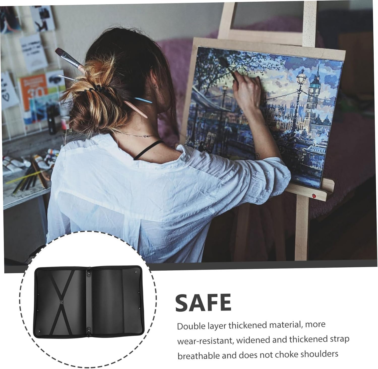 Homoyoyo Artist Sketchpad Bag Oxford Cloth Portfolio Tote A3 Handles Protective Work Bag