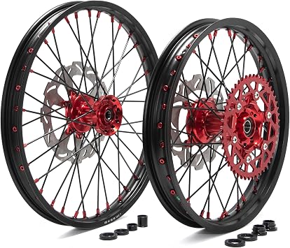 TOFR 21" 19" CNC Machined Wheels Rims Brake Discs Rotor Sprocket Set for Honda CR125R CR250R 02-07 CRF250R 04-13 CRF250X 04-09 CRF250X 12-13 CRF450R 02-12 CRF450X 05-09 CRF450X 12-14