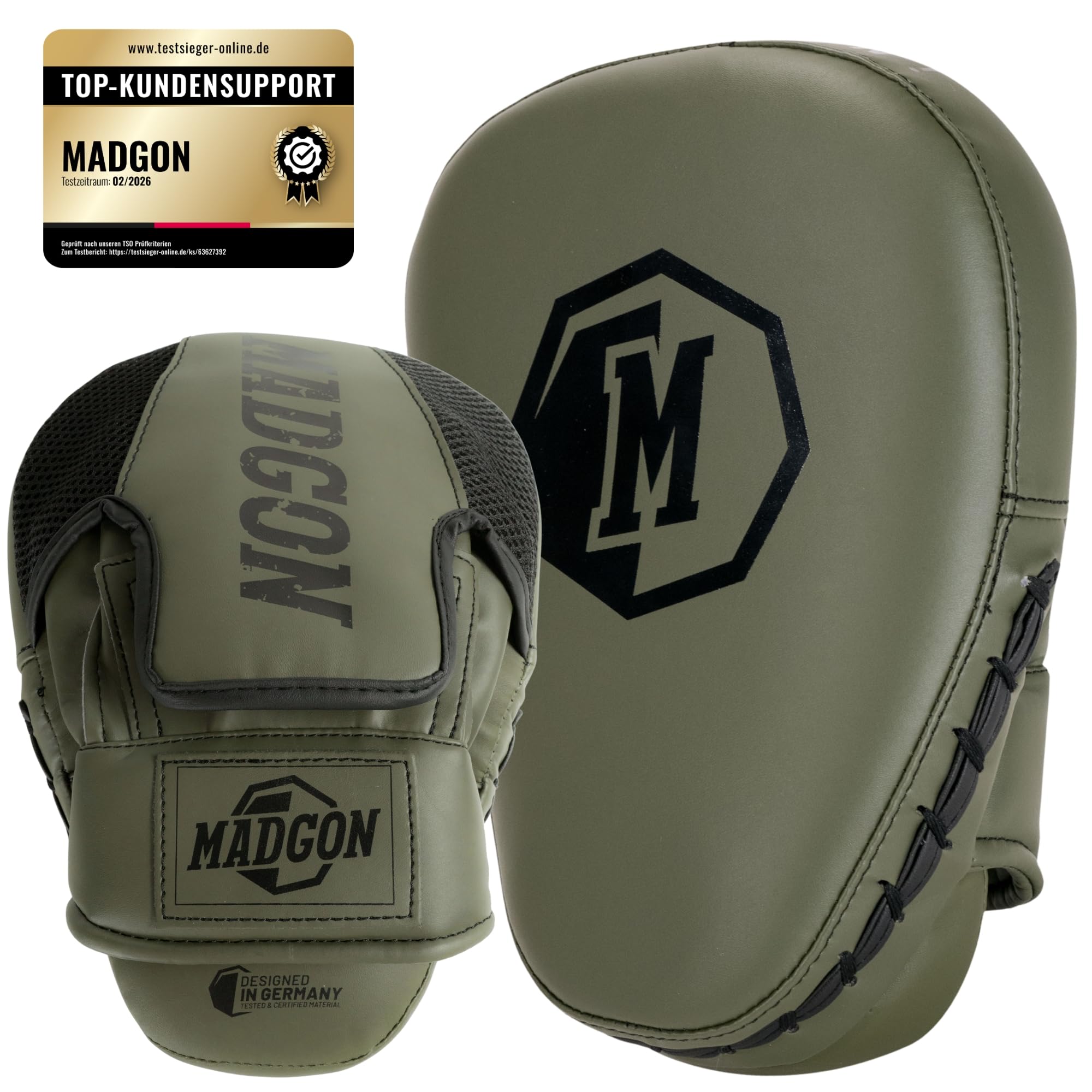 MADGON Pao Boxe avec Rembourrage de Haute Qualité pour Une Absorption Optimale des Chocs – Patte d’Ours Boxe Durable pour Les Arts-Martiaux, Le Kickboxing et la Boxe- 1 Paire - Sac Inclus