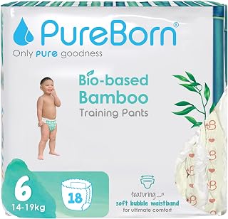 PureBorn Baby Dry Pull Up Diapers/Nappy Pants Suitable for Babies |Size -6 |Single Pack|18 Pieces|Day & Night Protection|Dermatologically tested|Super Soft |