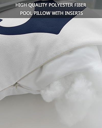 Miniatura 7 de Almohada para exteriores para tumbona, ancla azul marino náutica, fondo blanco, impermeable, almohada lumbar con correa elástica ajustable para