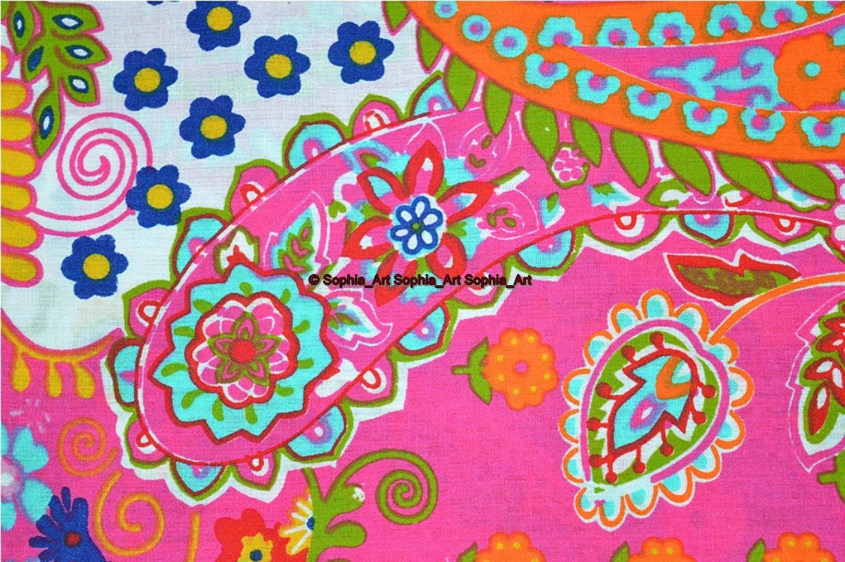 Tissu Coton Imprimé à la Main Style Indien Jaipur Tropical Floral Ethnique Sanganer Kurti Paisley, Coton, Motif cachemire rose., 5 Yards