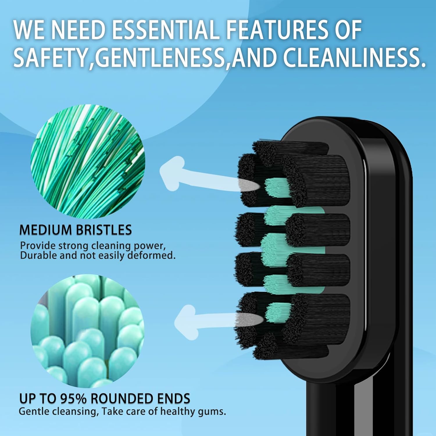 9 Pack Toothbrush Replacement Heads Compatible with Quip Ultra Next Generation Smart Toothbrush, Brush Head Refill for Adult, Black