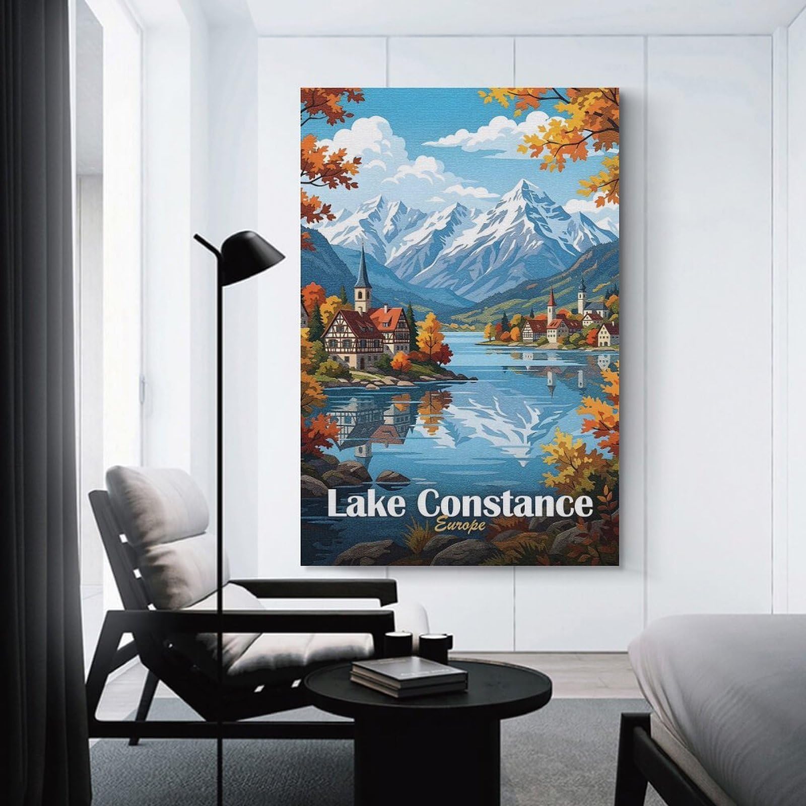 Junmoney Wall Decor Canvas Print Lake Constance, Europe, 16x24inch(40x60cm), for Front Hall, Corridor Or Welcome Spaces, A Neat Decor Update for Hallways