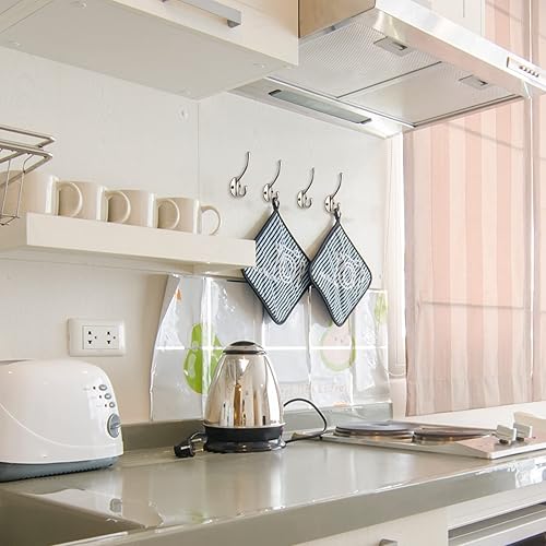 Miniatura 5 de IBosins Paquete de 30 ganchos dobles resistentes montados en la pared con 60 tornillos, ganchos dobles retro, ganchos plateados para abrigo,