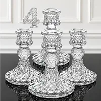 Castiçal de Vidro com 4 Unidades, Candelabro Premium, Alto Brilho, Elegante Porta-Vela