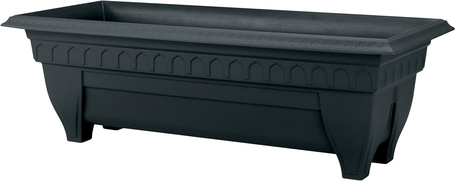 1427BK Azura Rectangle Patio Planter, Black
