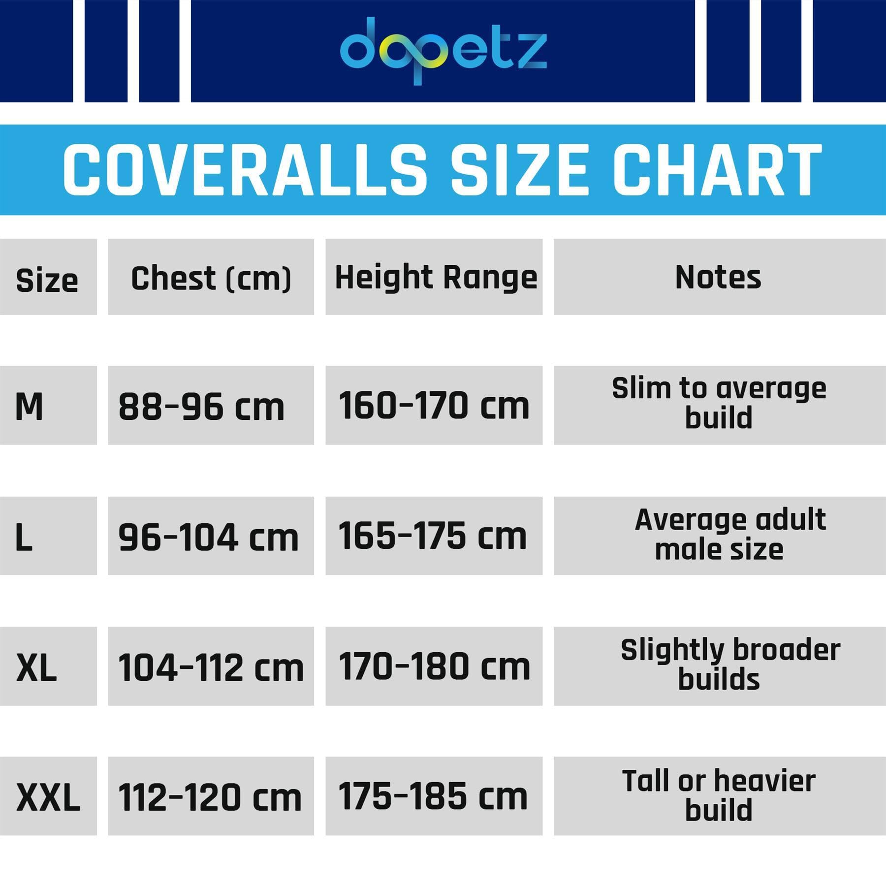 Dapetz ® Lot de 20 combinaisons de protection jetables en papier XXL 146 cm, durables et confortables dans un environnement de travail non dangereux, non tissé.
