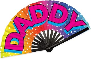 SoJourner Bags Rainbow Pride Fan - Rave Fan and Festival Fan - Large Folding Fan for Halloween, Raves, & Pride Outfits for Women & Rave Accessories - Clack Fan Hand Fan