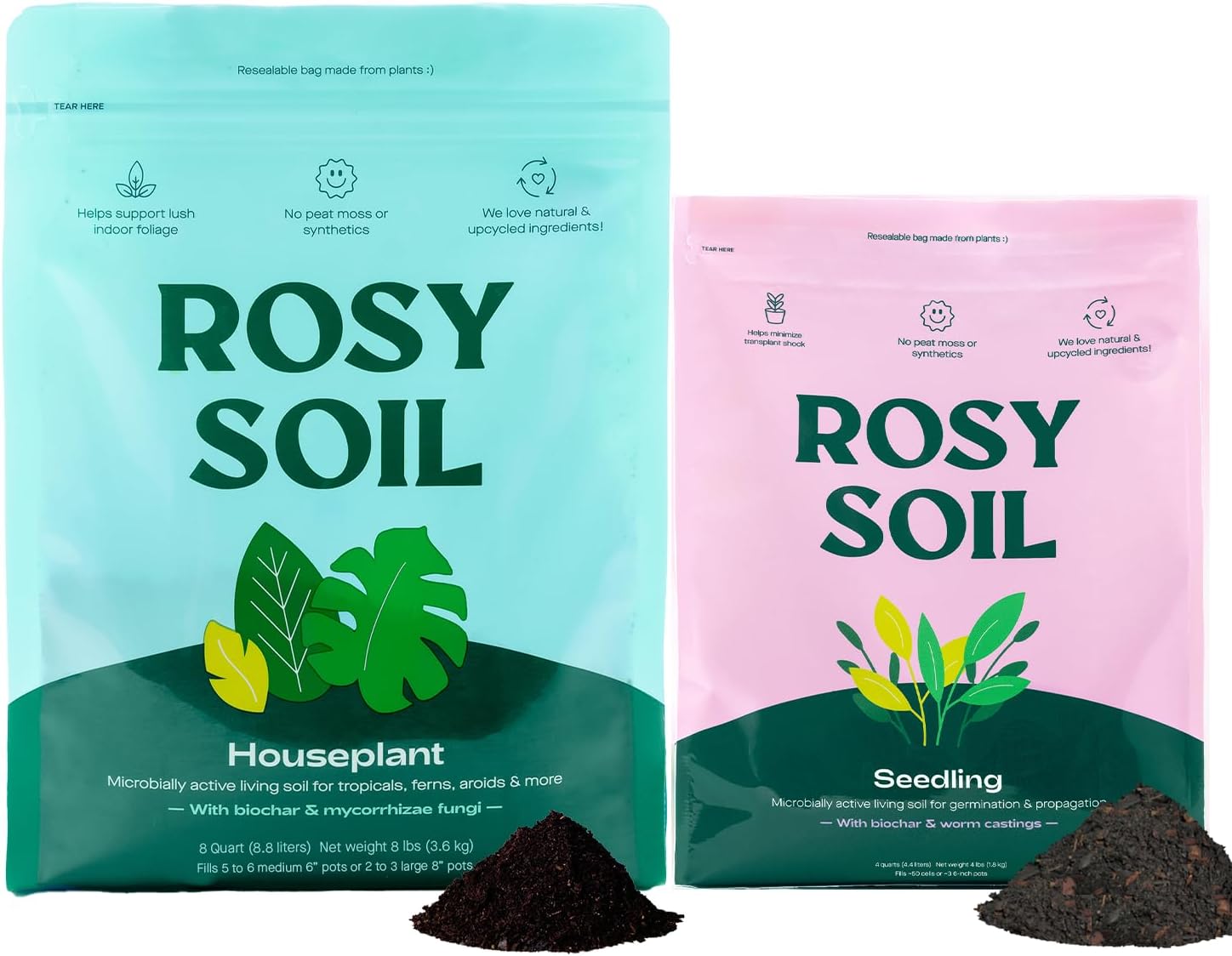 Seedling Seed Starter Soil Mix (4 qts) + Indoor Potting Soil (8 qts) - Peat Free - Potting Seed Starting Mix - Potting Soil Mix for Indoor Plants