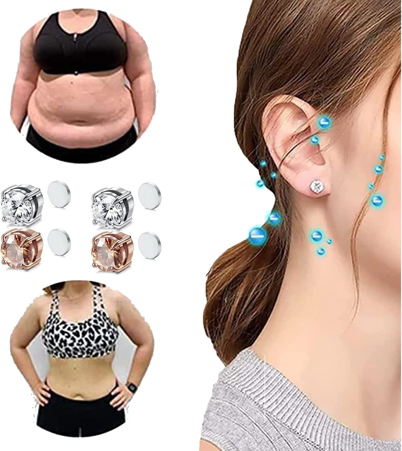 WOOXDYUK 2 paires de boucles d'oreilles lymphatiques magnétiques