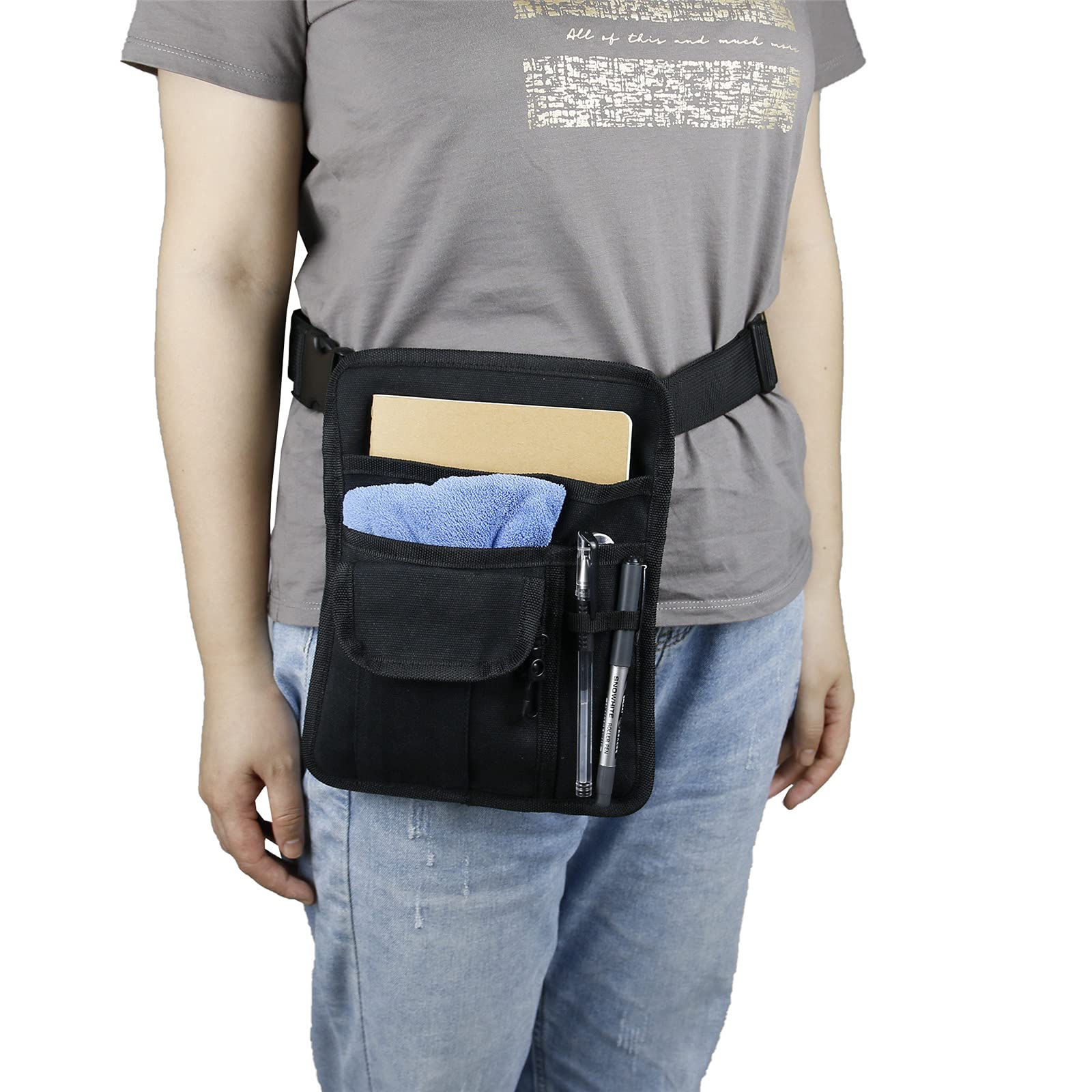 Bolsa de delantal para herramientas, para restaurante, camarero, dinero, con hebilla ajustable para cinturón, para restaurante, jardinería, artesanos, etc., Negro, Talla única
