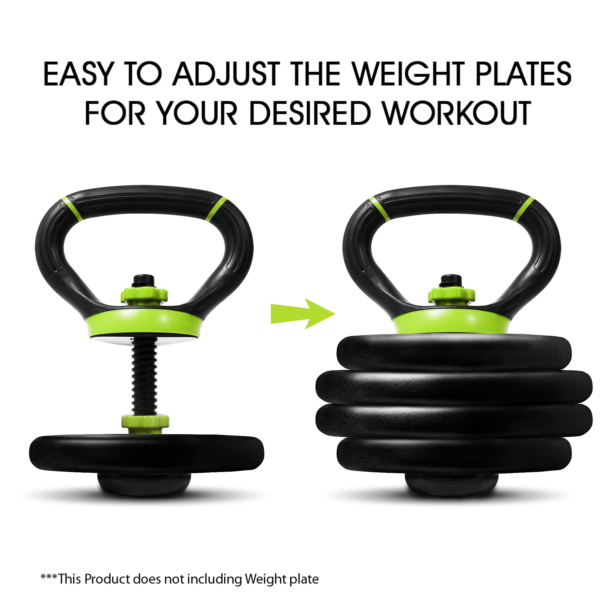 Yes4All Kettlebell Verstellbar/Griff für Hanteln, Hantelscheiben, Schwunghantel, Kugelgewicht