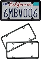 Vista 4 de Indeed BUY License Plate Frames Black, 2 Pcs 4 Holes Car Licenses Plate Covers Stainless Steel Holders Frame for Plates with Screw Caps.