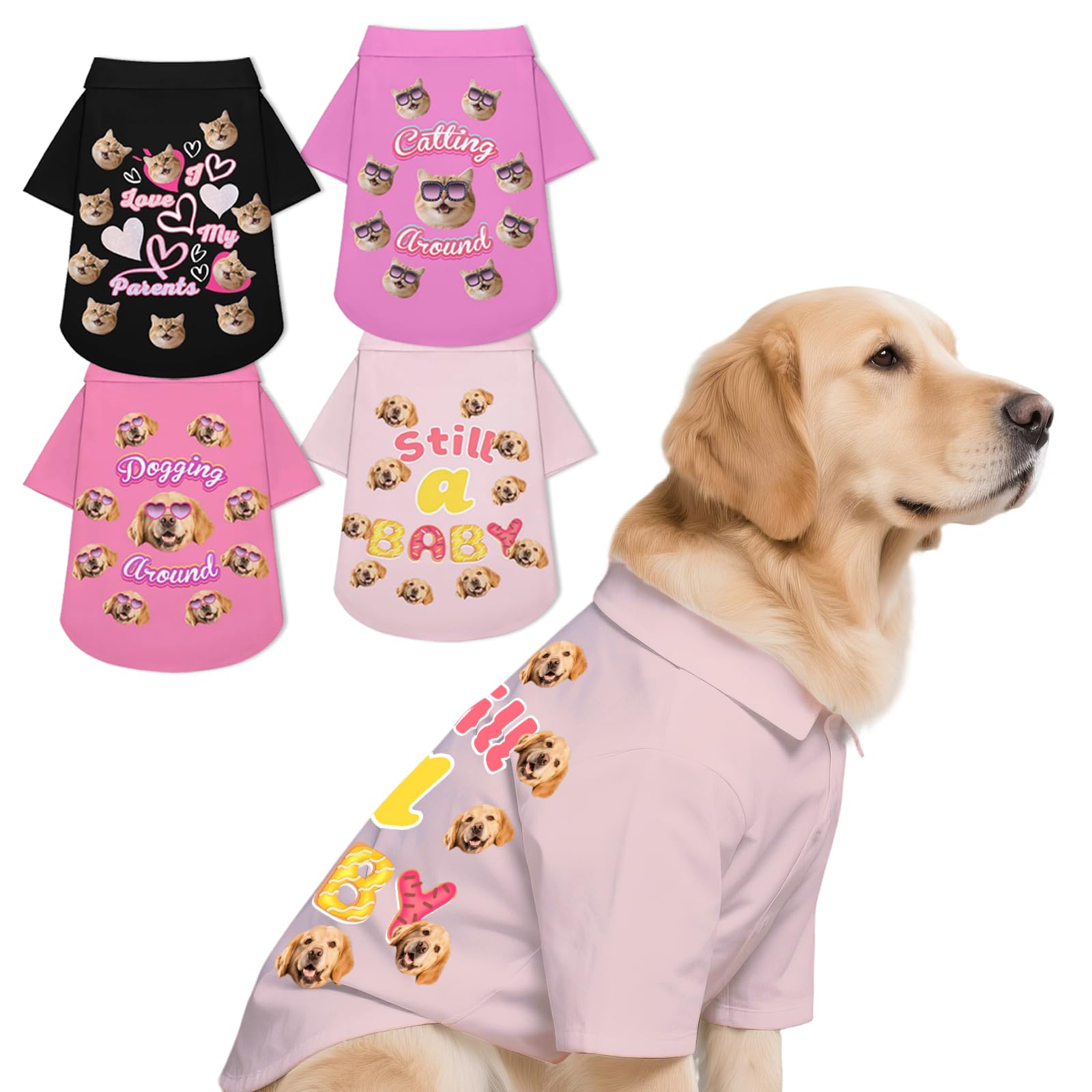Personalised Dog Shirt Custom Dog T-Shirt with Photo Name Text Logo, Personalised Summer Breathable Pullover Pet Outfit Clothes for Small Medium Large Dogs Cats Kitten Puppy — image 1
