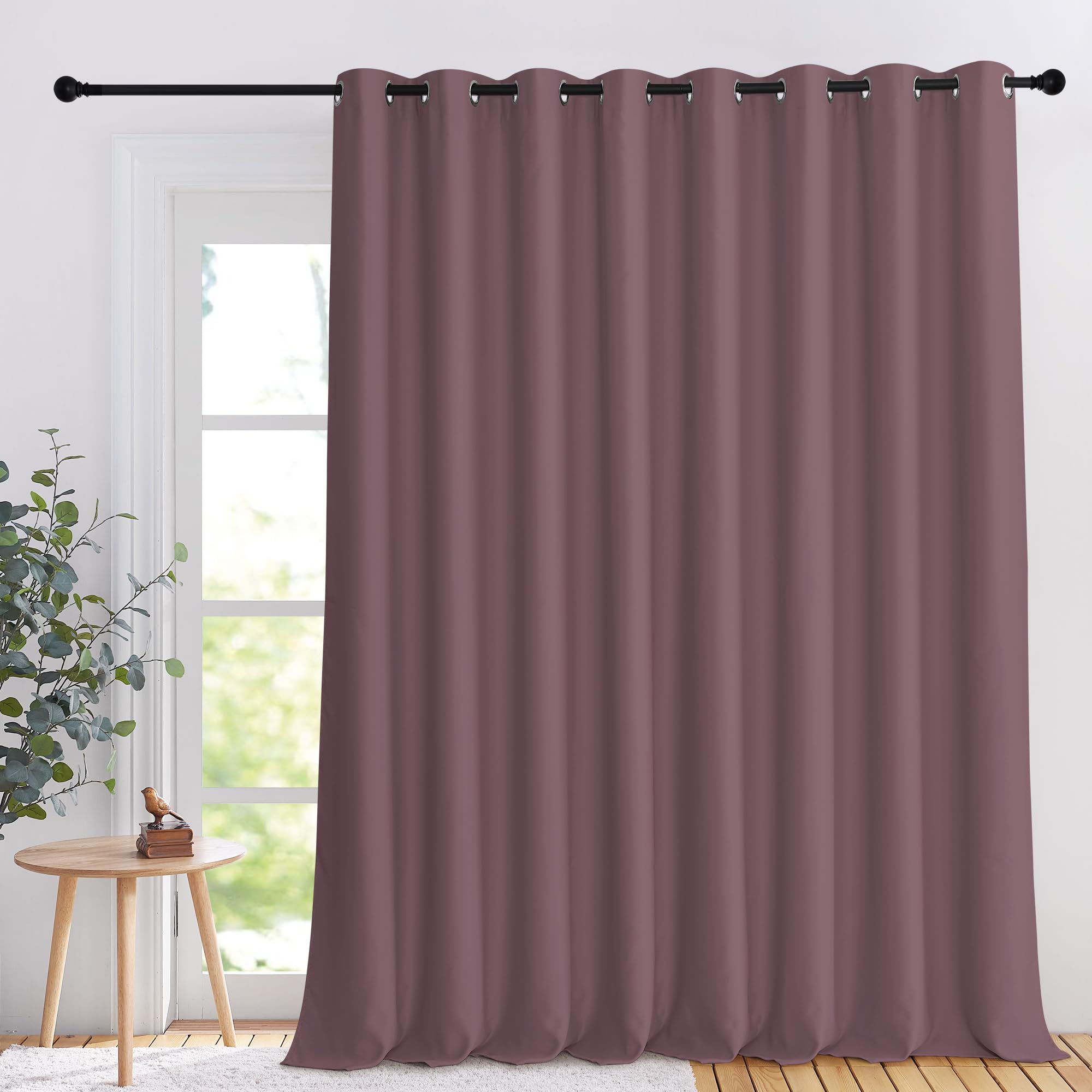 NICETOWN Extra Wide Sliding Door Curtain 108 inches Long, 120 inches Wide Room Divider & Window Treatment Light and Sound Blocking Drape for Bedroom/Home Office, Dry Rose, W120 x L108, 1 Panel