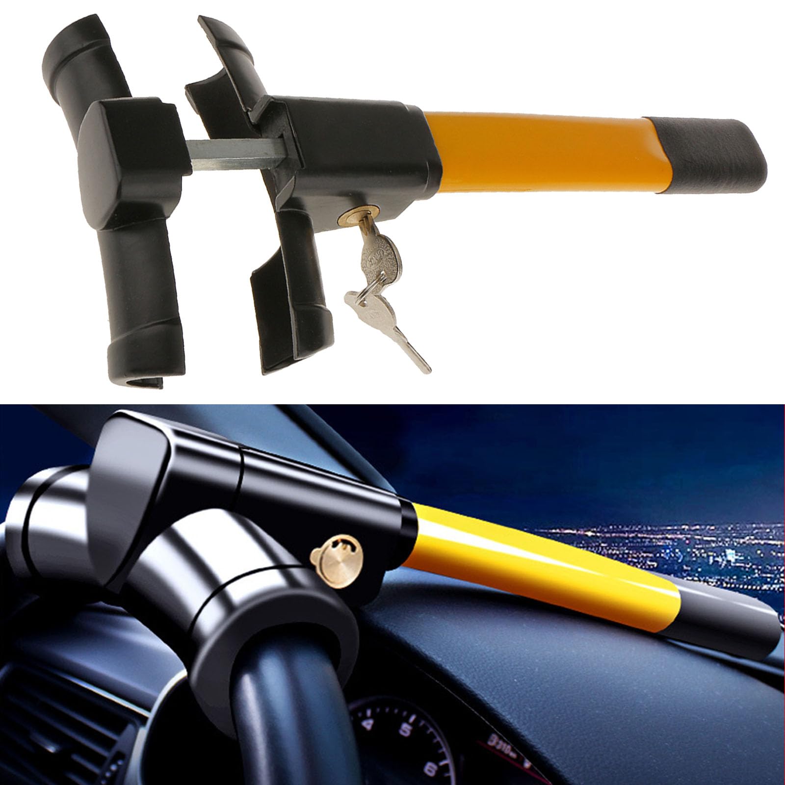 Barre Bloque Volant pour La Voiture avec 2 Clés, Compatible avec Audi SQ8, Canne Antivol Haute Visibilité Dispositifs de Verrouillage, Type B
