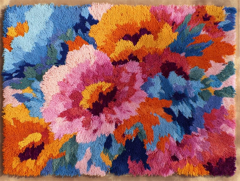 FWRTYCB DIY Crochet Carpet Kit Robin and Flower 20X15Inch Carpet Making Kit