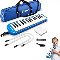 VEDO Escaleta de 32 Teclas Infantil, com Bocal Duplo, Teclado De Piano de Ar, Instrumento Musical com Bolsa, Instrumentos Musicais de Brinquedo VersãO Atualizada, Excelente Opção de Presente, Azul