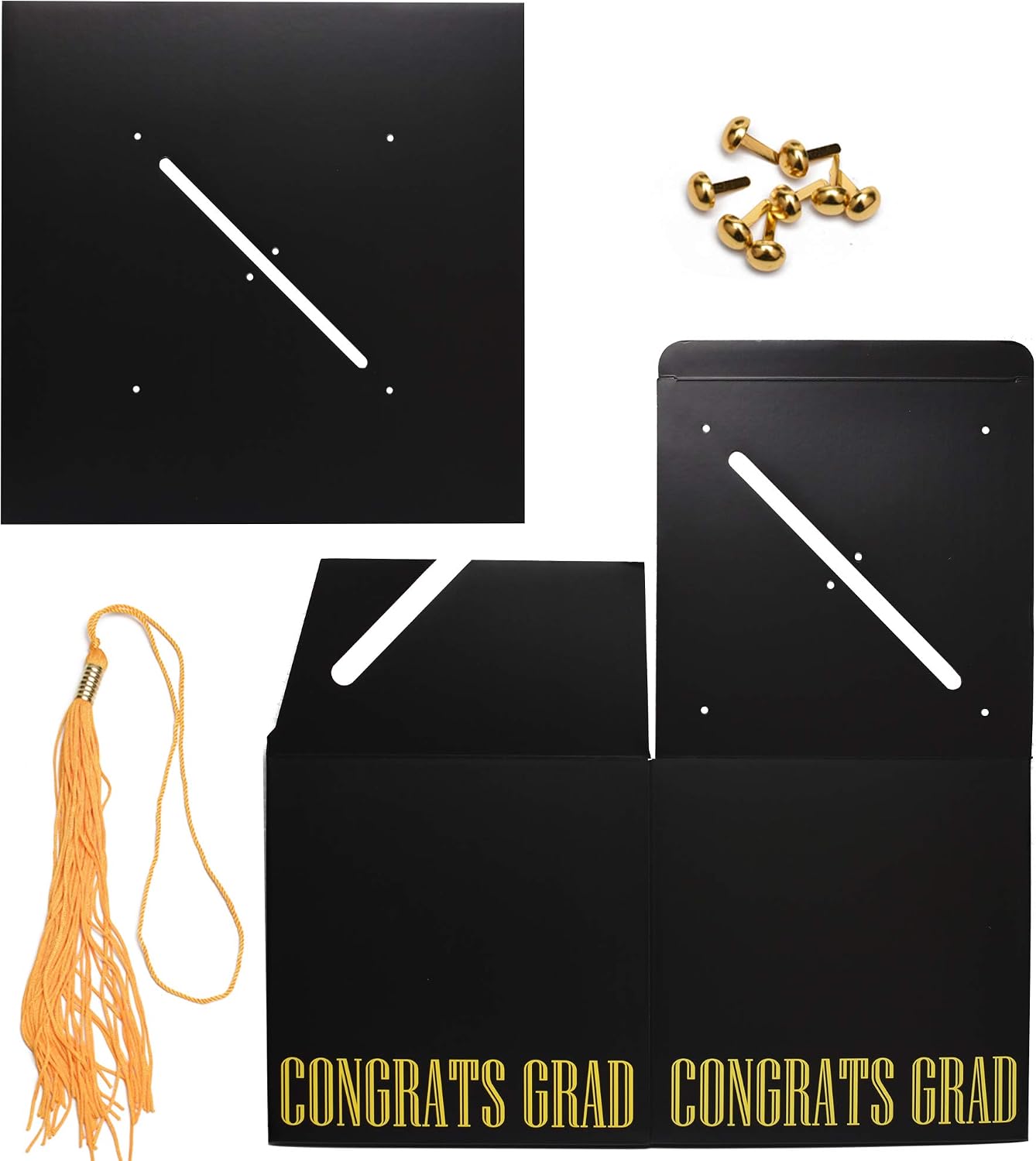 MerryJoyParty Graduation Card Box Graduation Card Holder Original Graduation Cap Shaped Card Box with Real Tassel for Graduation Party Supplies