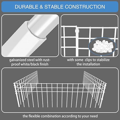 Miniatura 10 de Valla de barrera de animales sin excavación de 32 x 10 pulgadas, paquete de 10 valla protectora negra con espacio de púas de 1.5 pulgadas, valla