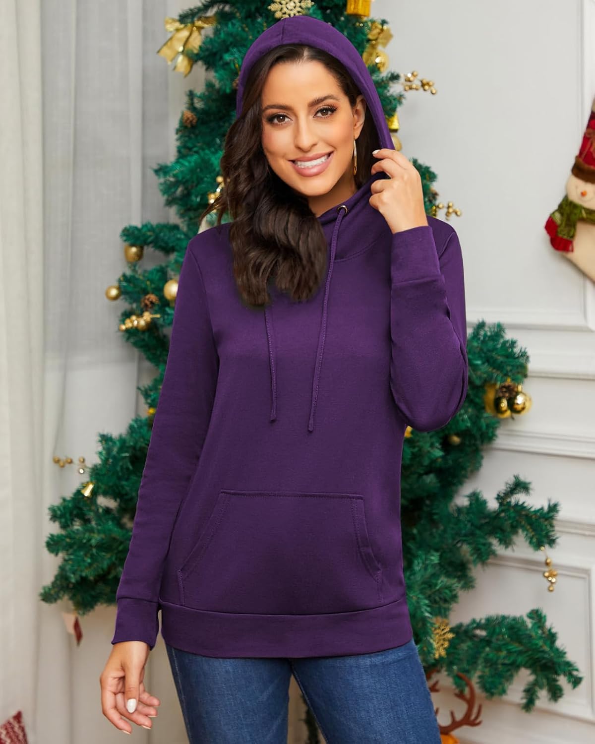 Bulotus Cowl Neck Lightweight Sweatshirts Womens Hoodies Pullover Long Sleeve - Image 2