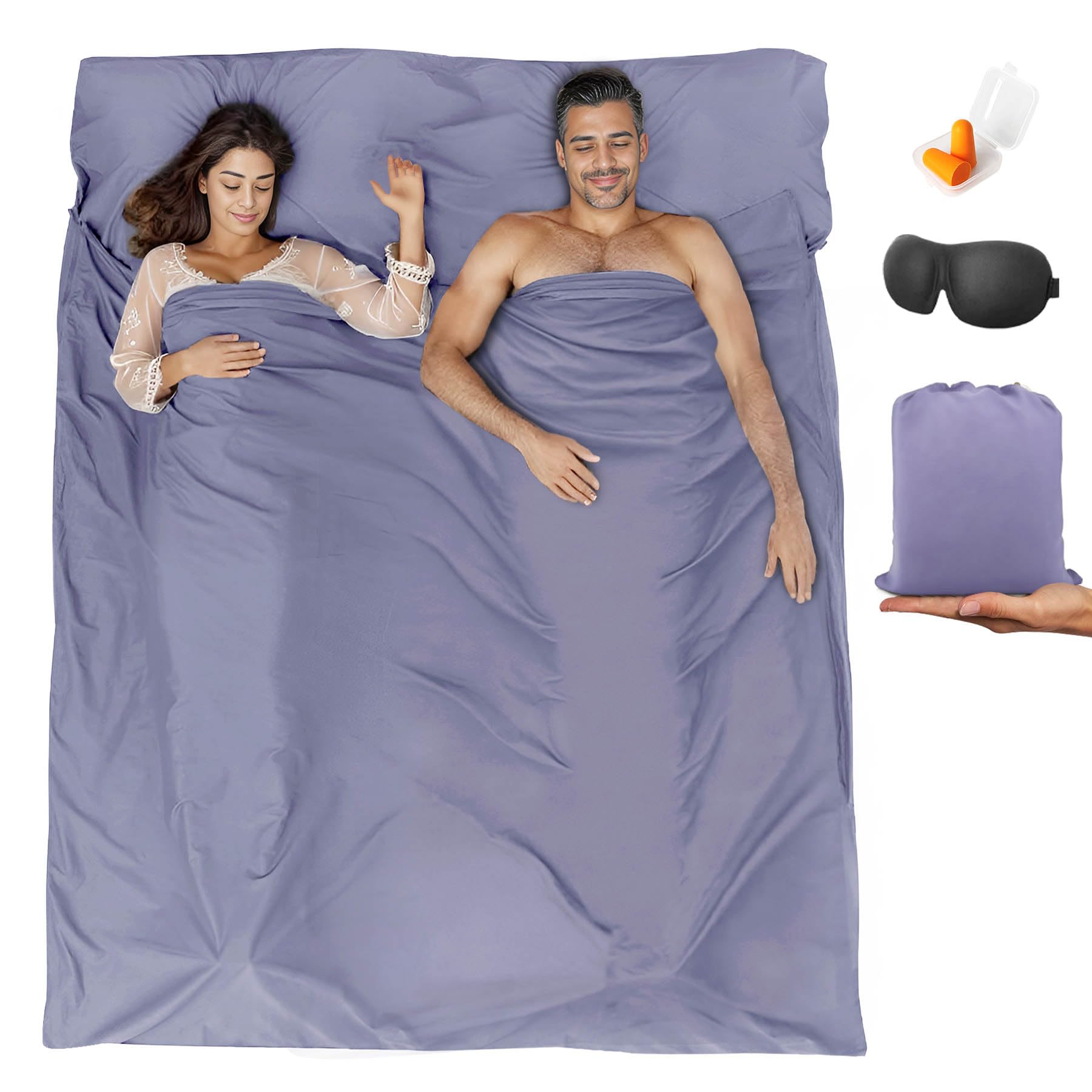 Sleeping Bag Liner,Travel Sheet &amp; Adult Sleep Sack, Camping Sheets Travel Sleep Sack for Backpacking,Hotels &amp; Hostels -Lightweight Single &amp;Double Travel Sheet Camping Sheets