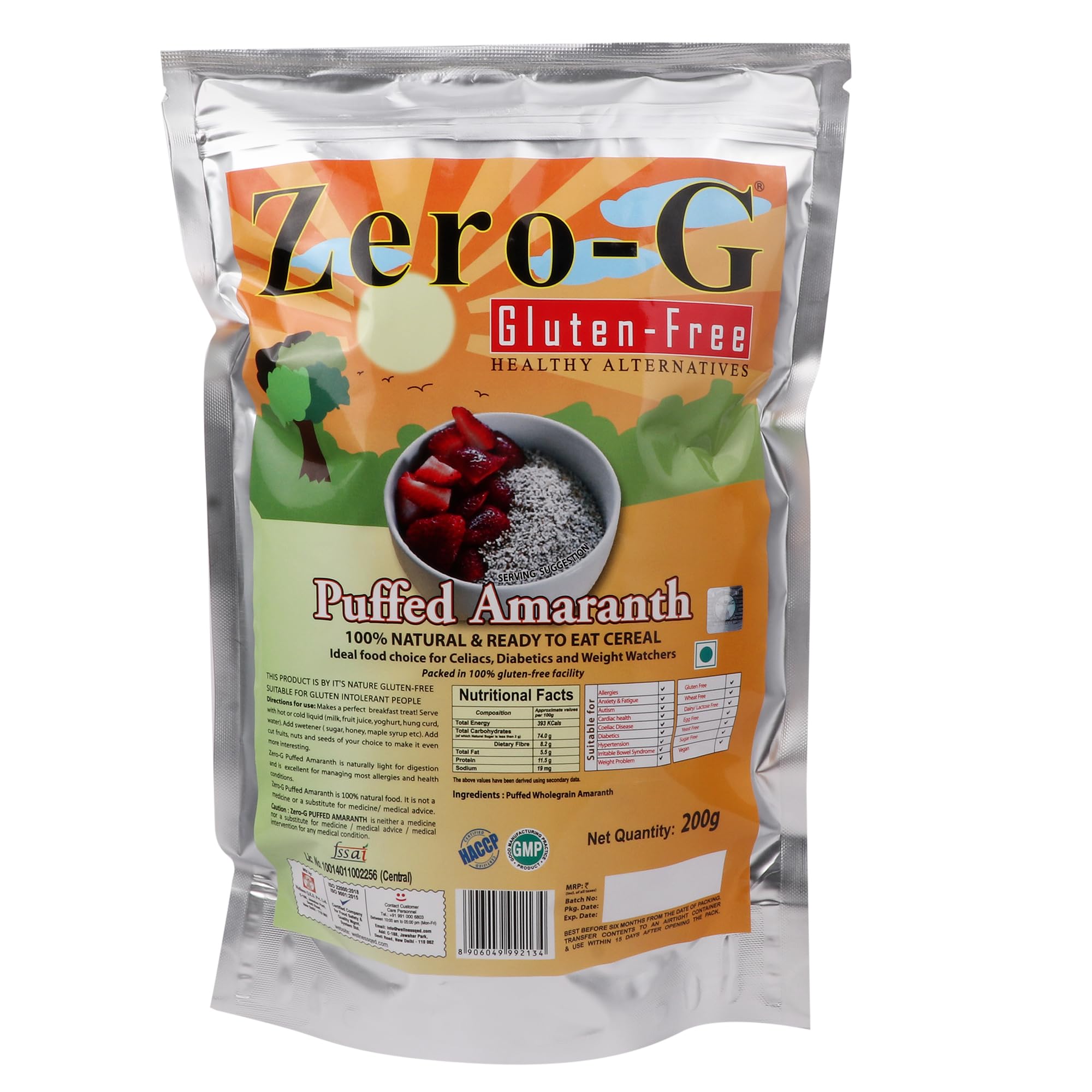 Zero-G Gluten-free HEALTHY ALTERNATIVES Natural Flavor Gluten-Free Puffed Amaranth (200 G Pouch) (B00MVTHPB0) Amazon Price History, Amazon Price Tracker