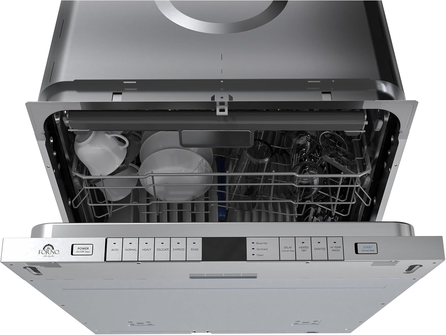 Forno Rivestito 24" Panel Ready Built-In Dishwasher w/ 45 dBA Quiet Operation, 6 Wash Cycles, Adjustable Racks, Top-Control Touch Panel & Advanced Drying System - Stainless Steel