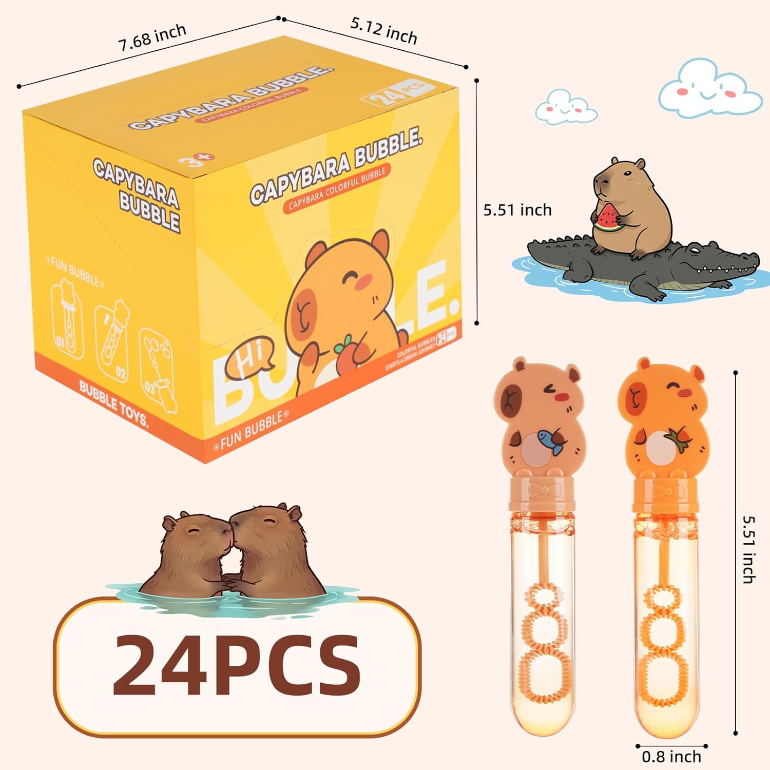 Capybara Party Favors Bubble Wands for Kids Capy Birthday Party Supplies Goody Bag Stuffers Viral Pets Capybara Bubble Blowing Toys 24PCS