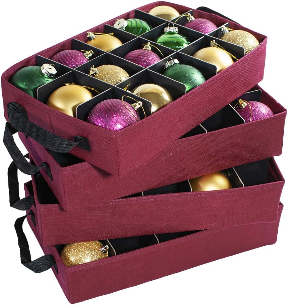 612 Vermont Christmas Ornament Storage Box with Adjustable Acid-Free Dividers, 4 Removable Trays with Handles, 16.25 Inch x 10 Inch x 13 Inch, Holds 60-3 Inch Ornaments - Image 2