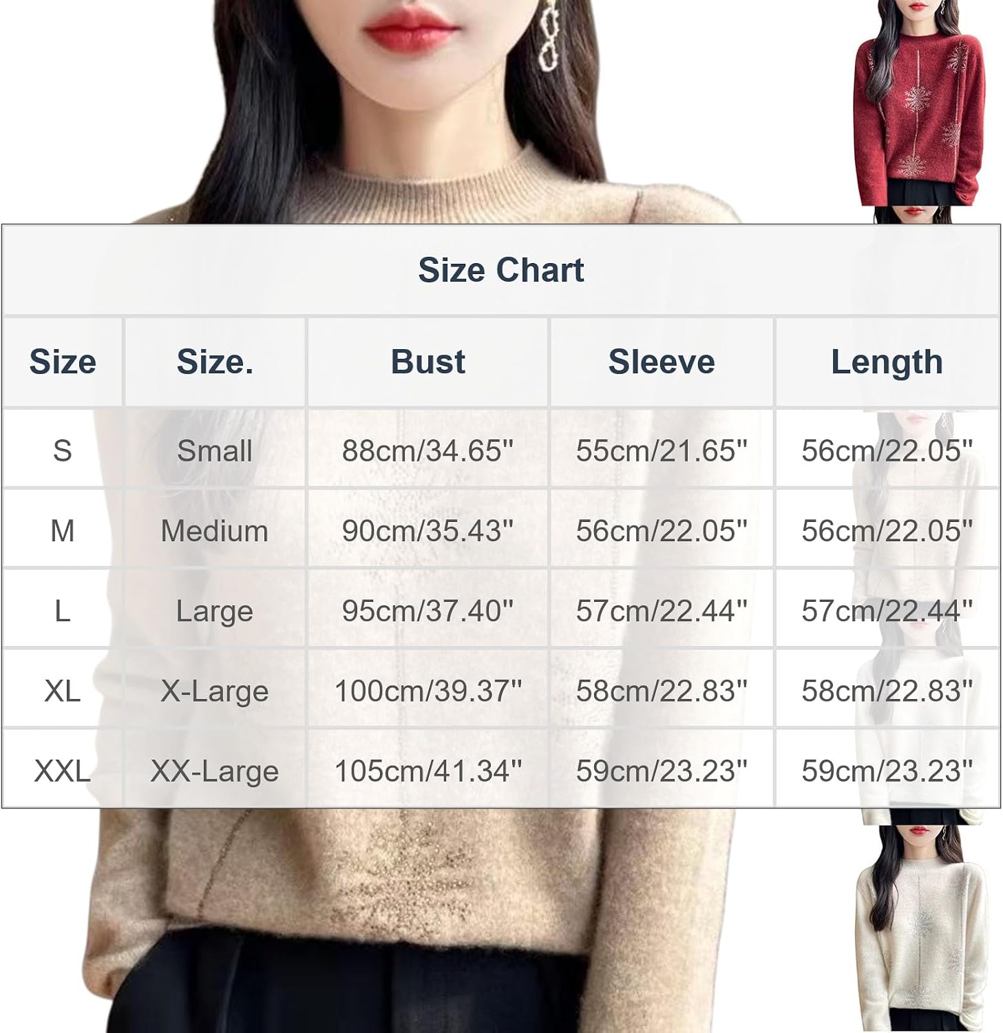Mock Neck Sweater for Women Long Sleeve Dressy Casual Lightweight Basic Pullover Tops Snowflake Loose Fit Outfits