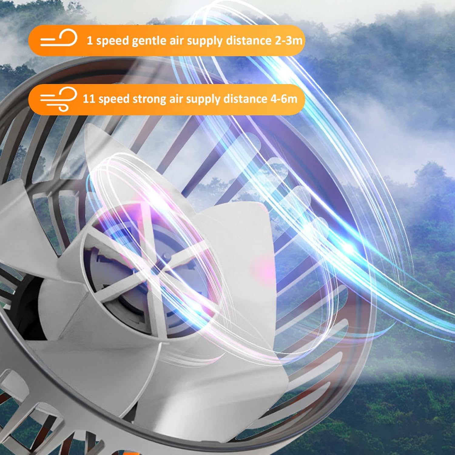 Triple Head USB Fan for Car 2 Speeds Desk Fan 12V/24V Powerful Cooling Fan 360° Rotating Low Noise Car Fan with Phone Number Display ＆ Fragrance Pad for SUV RV Truck Sedan Dashboard